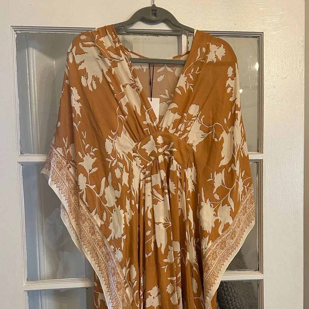 Johanna Ortiz Floral Orange and Cream Maxi Dress - Picture 8 of 12